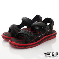 GP 涼拖鞋-磁扣雙絆帶排水涼鞋款G1688-14黑紅(男女段)