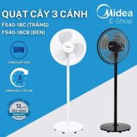 Quạt Đứng Midea FS40-18C 50W Gió Mạnh, 3 Tốc Độ, Phù Hợp Phòng Ngủ & Phòng Khách - Mầu Trắng & Đen