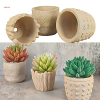 Flower Pots Silicone Mold Relief Heart Succulent Plant Vase Flowerpot Gypsum Cement Molds DIY Planter Holder Mold