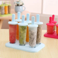 Ice Cream Mold DIY Ice Pop Molds with Stick Reusable Plastic Ice Pop Cube Maker For Kids Popsicle Mold Kitchen Ice Cream Tools