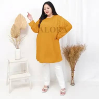 TUNIK KAOS JUMBO POLOS - TUNIK KAOS WANITA POLOS LD 120 cm - LD 130 cm - LD 140 cm 3XL MUSTARD