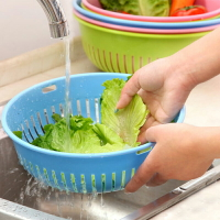 圓形鏤空瀝水洗菜籃 塑料籃子廚房洗菜盆水果籃蔬果瀝水籃收納籃