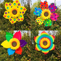 Wind Spinners Fashion Yard Garden Decor Supplies Colorful Sunflower Windmill Outdoor Party Decorations Cute Kids Toy