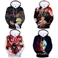 Anime Devilman Crybaby Pullover Hoodie Boys Girls Cosplay Streetwear Kids Hoodies Sweatshirt Hooded