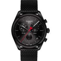 TISSOT 天梭 官方授權 PR100 經典米蘭帶計時手錶 迎春好禮-鍍黑/41mm T1014173305100