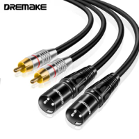 Dual XLR Male to Dual RCA Male Cable 2 XLR to 2 RCA Unbalanced HiFi Audio Cable, 4N OFC Wire, for Amplifier Mixer Microphone
