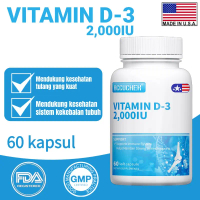 Vitamin D3 2000 IU, Mendukung Penyerapan Kalsium & Kesehatan Tulang, 60 softgel