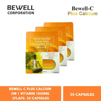 Bewell-C Plus CALCIUM 3 in 1 vitamin 1000mg 3 flaps 30 Capsules