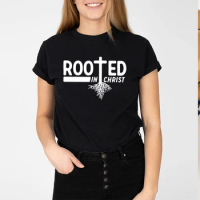 Rooted In Christ T-Shirt Christian Shirt Inspirational Shirt Jesus Cross Tee Religious Shirt Christi