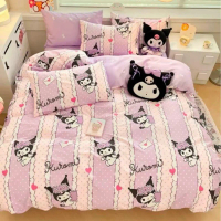 Giaojianxishop Kuromi Pattern Bed Sheet Set, Complete Set of 6 Pieces, Size 3.5/5/6 Feet. ที่นิยมมาก
