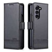 Leather Phone Case For Samsung Galaxy Z Fold 3 4 5 5G Fold3 Fold4 Fold5 Wallet Card Slot Cover Protective Shell