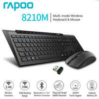 Rapoo 8210M Multiple Mode Wireless Keyboard and Mouse Russian Keyboard Optical High Definition Tracking Engine 1600 DPI Mouse