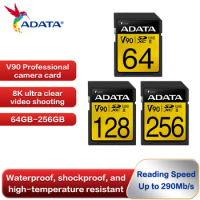 ADATA Premier ONE SDXC Card UHS-II Memory Card 256GB 128GB 64GB U3 C10 V90 Video Speed SD Card for Ultra HD 4K 8K Camcorder
