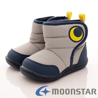 ★日本月星Moonstar機能童鞋TSUKIHOSHI系列寬楦軟式彎曲護踝輕量學步靴鞋款00A5藍(寶寶段)