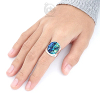 Cincin Lebar Kerang Paua Abalone Wanita Perak 925 Asli Shelalona