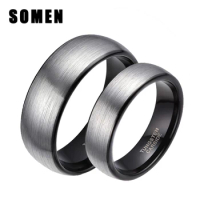 Somen 6/8mm Ring Couple Sliver Tungsten Ring Black Insid Classic Lovers Wedding Band Engagement Ring Fashion Anniversary Jewelry