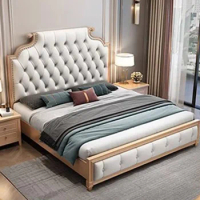 European Double Queen Bed King Wood Drawers Headboard Frame Double Bed Modern Sleeping Cama Matrimonio Bedroom Furniture