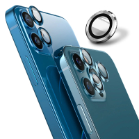 【Ayss】iPhone 12 Pro Max 藍寶石金屬邊框包覆式鏡頭保護貼(鋁合金屬-3入-銀)