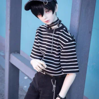 BJD doll dress is suitable for SD17 uncle size fashion round collar stripe versatile T-shirt boy's jacket doll accessories