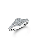 แหวนเพชร Promise Halo Split Shank Ring - สีไวท์โกลด์