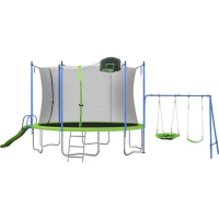 14FT Trampoline Set With Swing Garden Trampoline for Exercise 14FT With Swing &amp; Slide (Recreational Trampoline) Green Jump