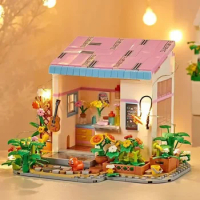 Miniso Fairy Tale Town Flower Room Building Brick Building Compatible LEGO City Street View Girls Toy Gifts