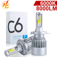C6 2x H7 LED H4 Hi/Lo H1 H3 HB3 HB4 9003 HB2 H13 9005 9006 Car Headlight Bulbs 6000K COB car lights 72W 8000LM Auto Headlamps