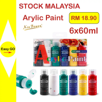 Malaysia Stock- 6x60ml (Certificate) Premium Arcylic Paint Colour for Art Painting Canvas