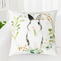 【Hanmei】可愛兔 天鵝絨抱枕套(45x45cm)