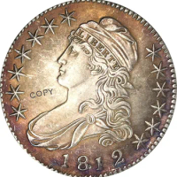 1812 United States 50 Cents ½ Dollar Liberty Eagle Capped Bust Half Dollar Cupronickel Plated Silver White Copy Coin