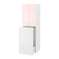 SMÅSTAD 附外拉式底座衣櫃, 白色 淺粉紅色/附掛衣桿, 60x57x196 公分