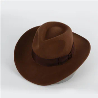 X4008 Unisex Wool Fedora Hat Wide Band Felt Wool Fedora Hat Riding Cowboy Hats Mens Fedora Hats