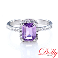 【DOLLY】1.40克拉 無燒斯里蘭卡薰衣草紫色藍寶石18K金鑽石戒指(014)