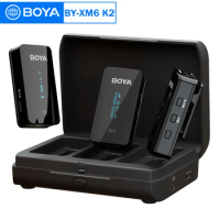 BOYA BY-XM6-K1/K2 Wireless Lavalier Microphone Portable Audio Video Recording Mic with Charging Case for Smartphone Camera Vlog