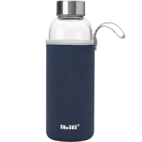 【IBILI】附套玻璃水壺 藍420ml(水壺 冷水瓶 隨行杯 環保杯)