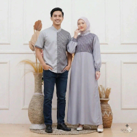 MAZAIKA COUPLE DRESS SIMPLE DAN ELEGAN  Bahan Toyobo Kombinasi Katun Jacquard Resleting Depan Saku S