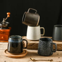 Retro Ceramic Coffee Cup Breakfast Cups Coarse Ceramic Mugs Afternoon Tea Luxury Tableware Mug