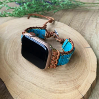 Bohemia Blue Turquoise Apple Watch Strap 38/45mm Blue Howlite Beads Bracelet Strap Watch Band for Apple Watch