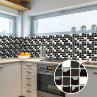 10pc Self Adhesive Tile 3D Sticker Kitchen Bathroom Wall Sticker Decoration Home Decor Removable Brick Wall Panel Art Decors