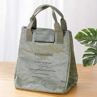 Waterproof Kraft Paper Thermal Lunch Bags Large Capacity Foldable Food Insulation Container Portable Bento Box Cooler Pouch