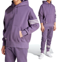 Adidas New C Hoodie 男 紫色 休閒 日常 造型 三條紋 刷毛 連帽 帽T 長袖 IN4675