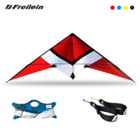 Freilein 2.2m 2 Line Stunt Kite Flying With Sound Beginner Acrobatic Sports Kite Wrist Strap+2 x 30m x 150lb Spectra Lines + Bag