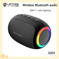 LENYES Speaker Bluetooth Powerful Portable Bluetooth Speaker Box Outdoor Sound Box 10W Bass Sound Support TF Card FM Ra S203