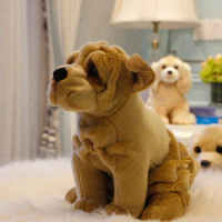 Dorimytrader Simulation Shar Pei Plush Toy Cute Mini Lifelike Pet Animal Dog Doll Christmas Birthday Gift Deco 28x20x28cm