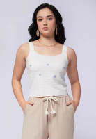 et cetera Embroidered Knit Tank Top OFF WHITE