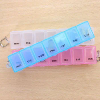 One Week Pill Box Plastic Strip Storage Pill Box Jewelry Boxes Storage medicine 7 Case Weekly Pill Case Container With Chain