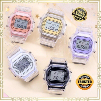 ✨ Small square small transparent versatile sports electronic watch, student waterproof coupl