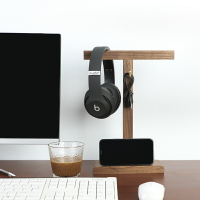 黑胡桃木桌面耳機支架收納創意展示頭戴式耳麥掛架立體式簡約托架