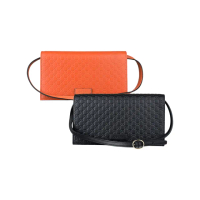 【GUCCI 古馳】GUCCI GUCCISSIMA雙G壓紋迷你LOGO牛皮8卡釦式斜背包(多色)