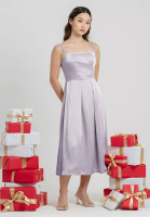 Cloth Inc Wide Strap Flare Midi Dress in Lilac